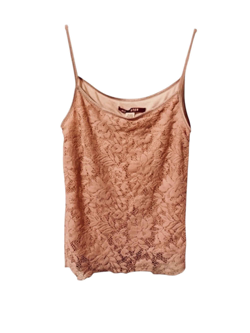 NWOT Y2K Hollister Nude Rose Pink Lace Overlay Layered Cami Top - S Vintage